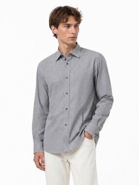 Z ZEGNA BLACK & WHITE HOUNDSTOOTH DROP & FIT BUTTON FRONT BLOUSE - 37 (14)